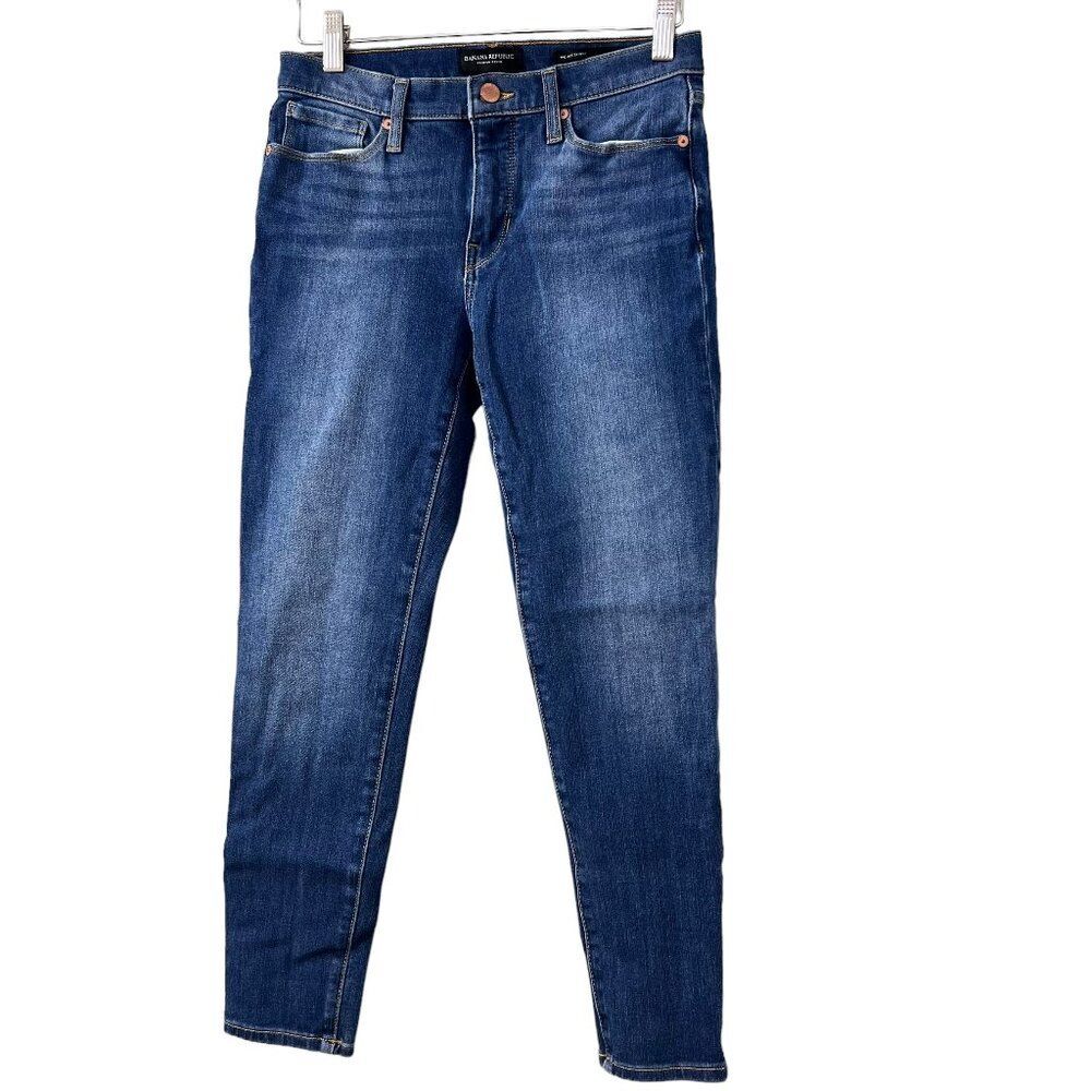 Banana Republic Mid Rise Skinny Denim Jeans Blue Women 27 Petite Stretch Cowgirl